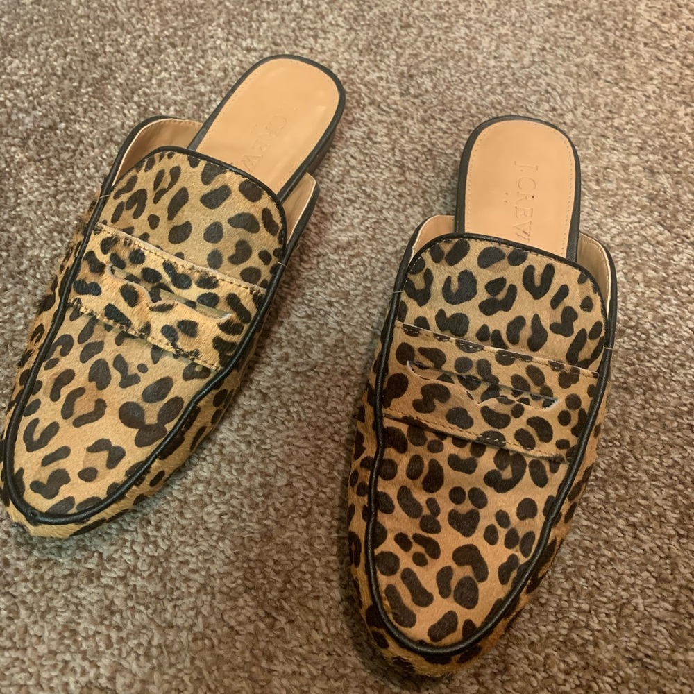 Size 6 J Crew leopard mules